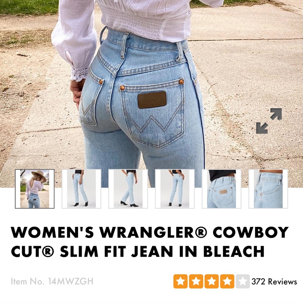 Women’s Wrangler Cowboy Cut Slim Fit in color bleach